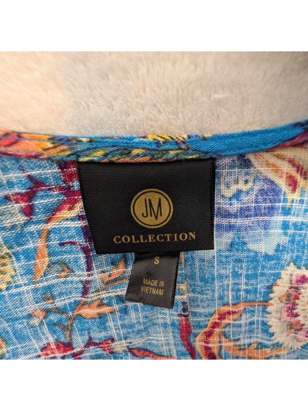 JM Collection Womens Linen Blend Aqua Floral Kimono Cardigan Size S - Picture 6 of 15